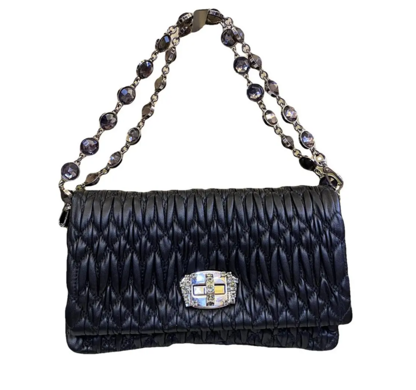 Miu Miu Matelassé Crystal Bag in Black