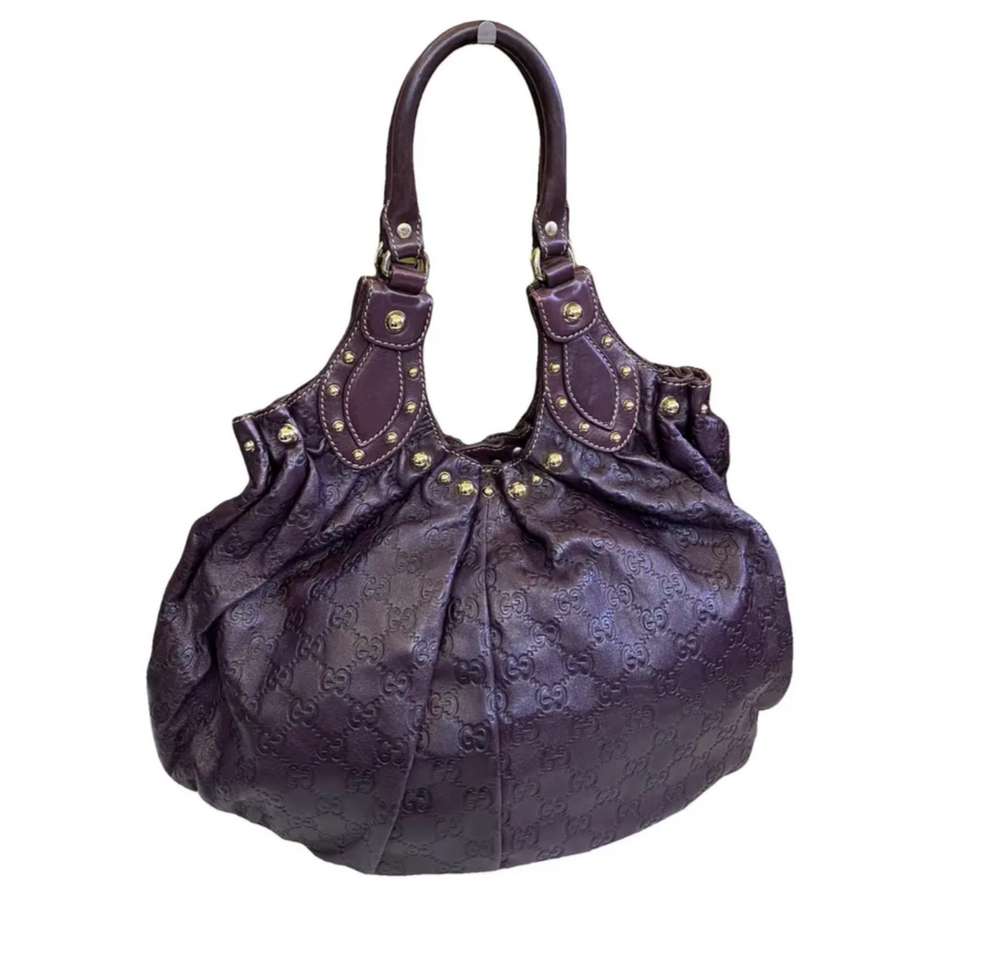 Gucci Purple Guccissima Monogram Leather Studded Tote Bag
