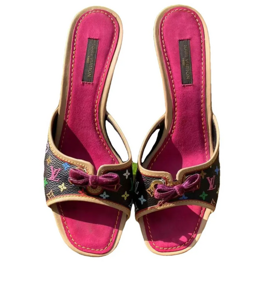 Louis Vuitton x Murakami Monogram Vintage Black Heels/ Mules