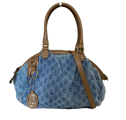 Gucci Denim GG Monogram Sukey Shoulder Tote Bag