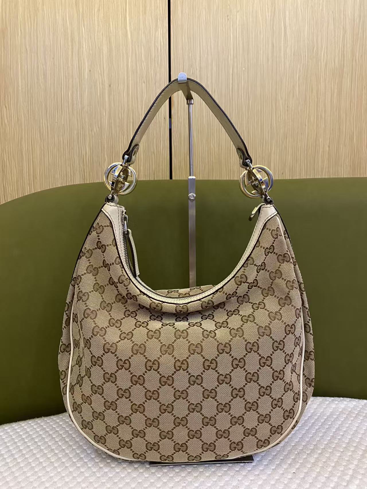 Gucci GG Monogram Medium Twin Hobo Shoulder Bag