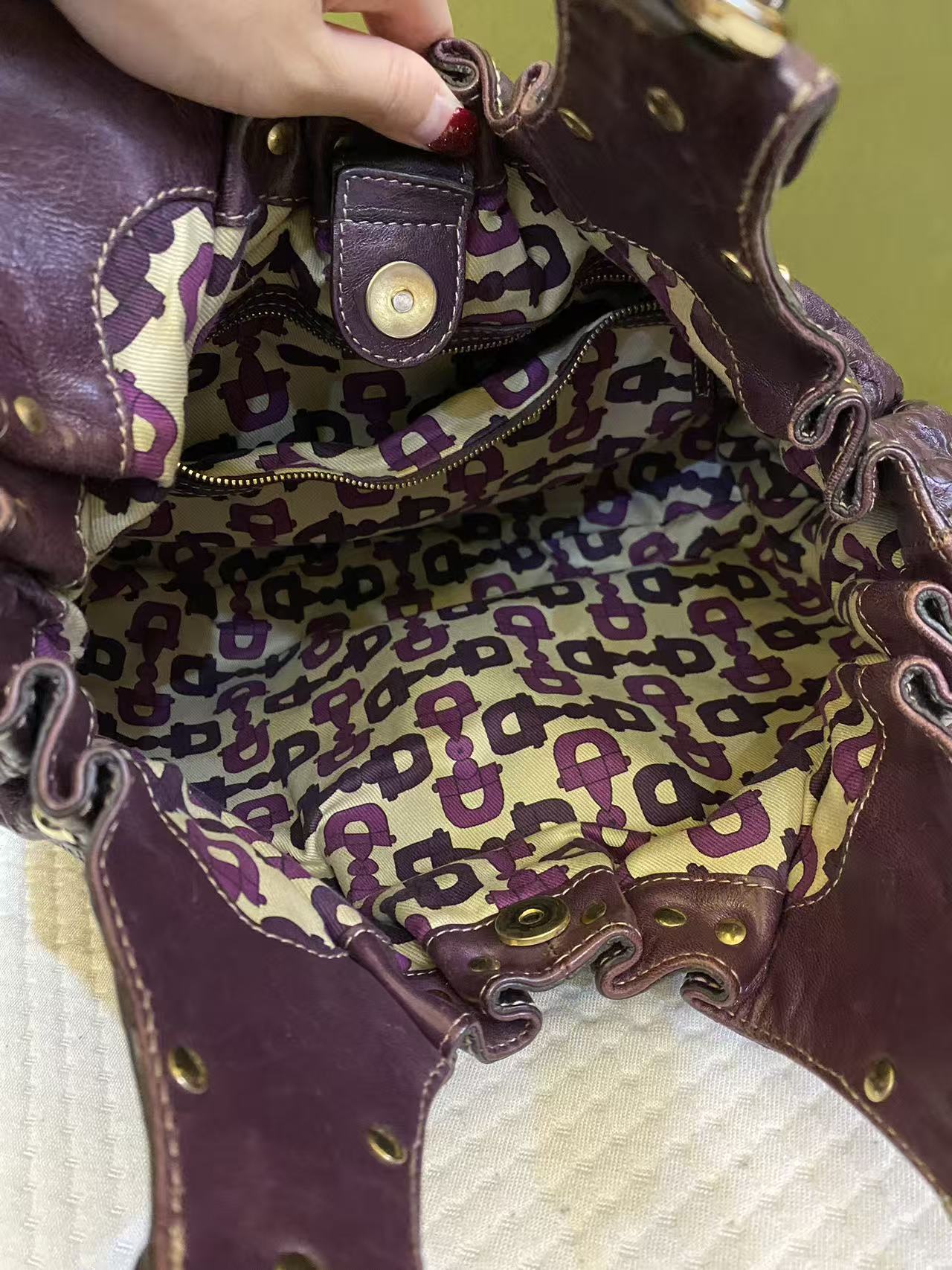 Gucci Purple Guccissima Monogram Leather Studded Tote Bag