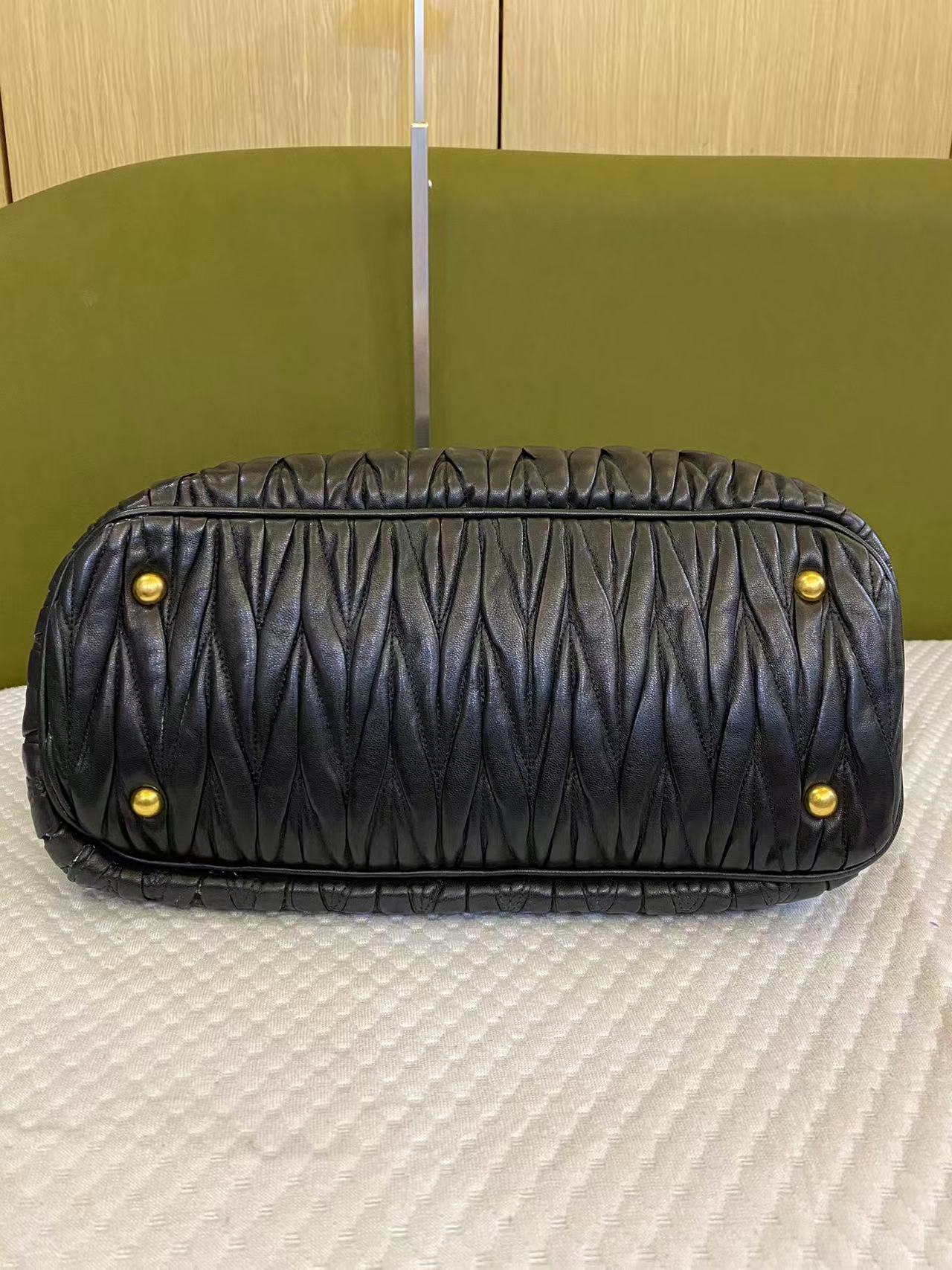 Miu Miu Matelasse Black Leather Handbag
