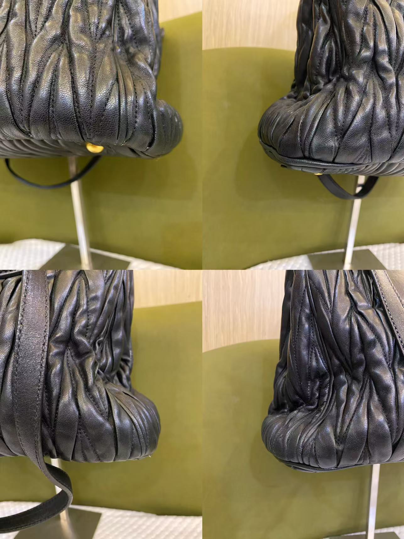 Miu Miu Matelasse Black Leather Handbag