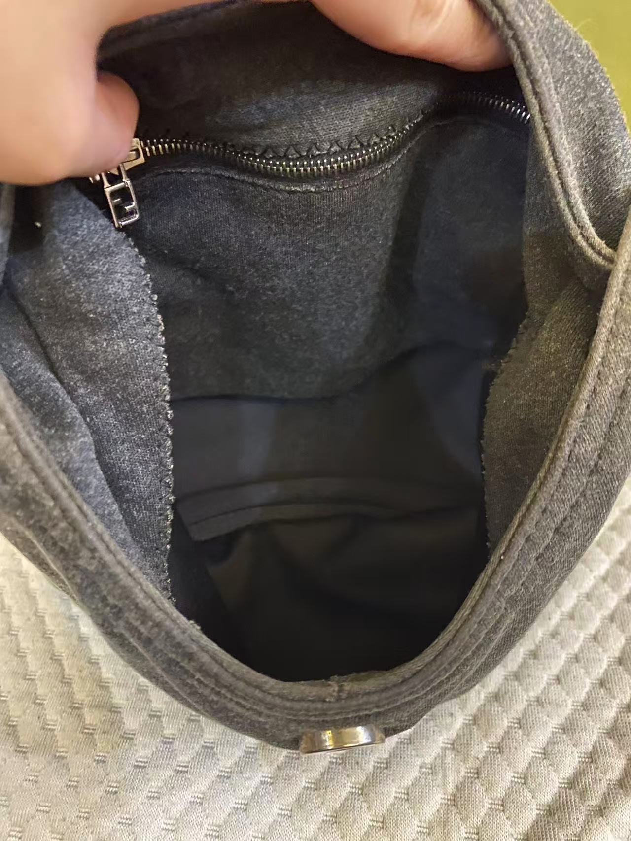Fendi Dark Grey Cotton Baguette