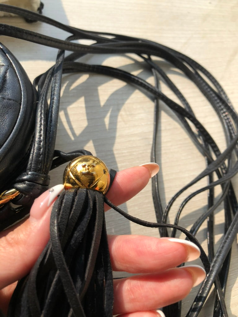 Chanel quilted round fringe crossbody