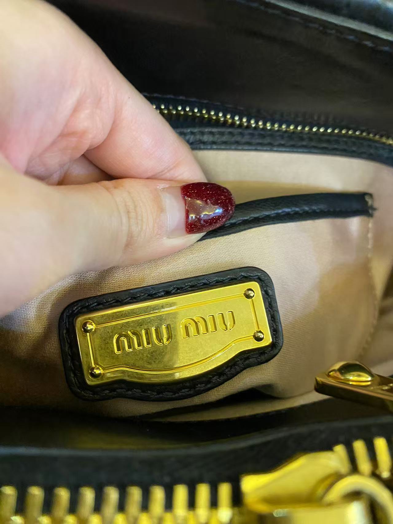 Miu Miu Matelasse Black Leather Handbag