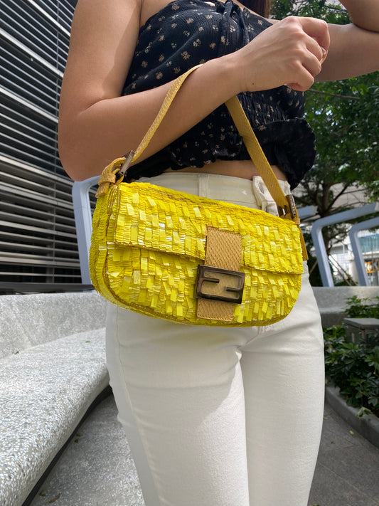 Fendi sequin python baguette
