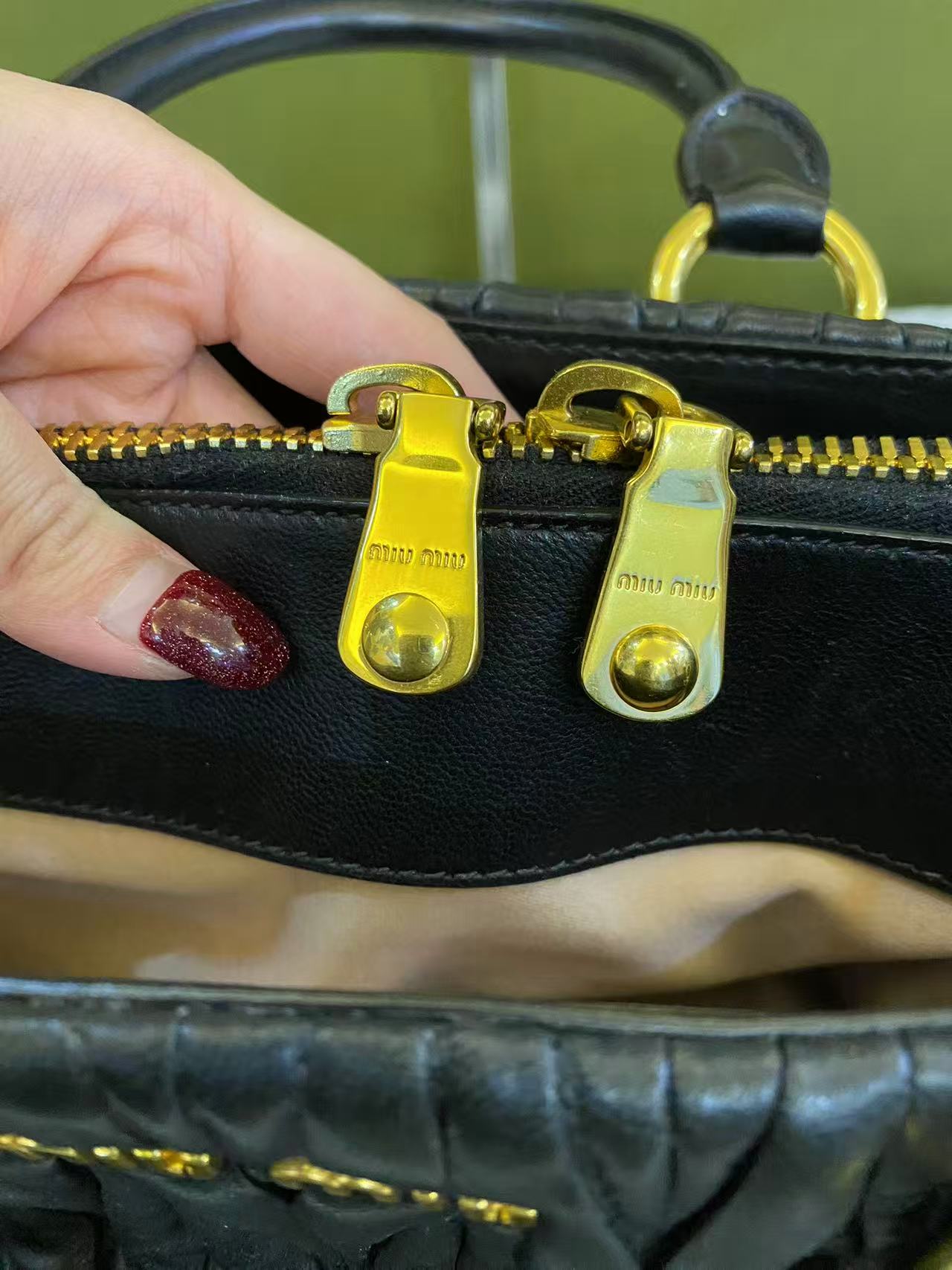 Miu Miu Matelasse Black Leather Handbag