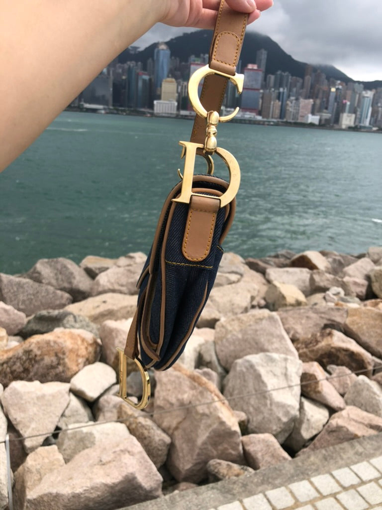 Dior denim saddle bag