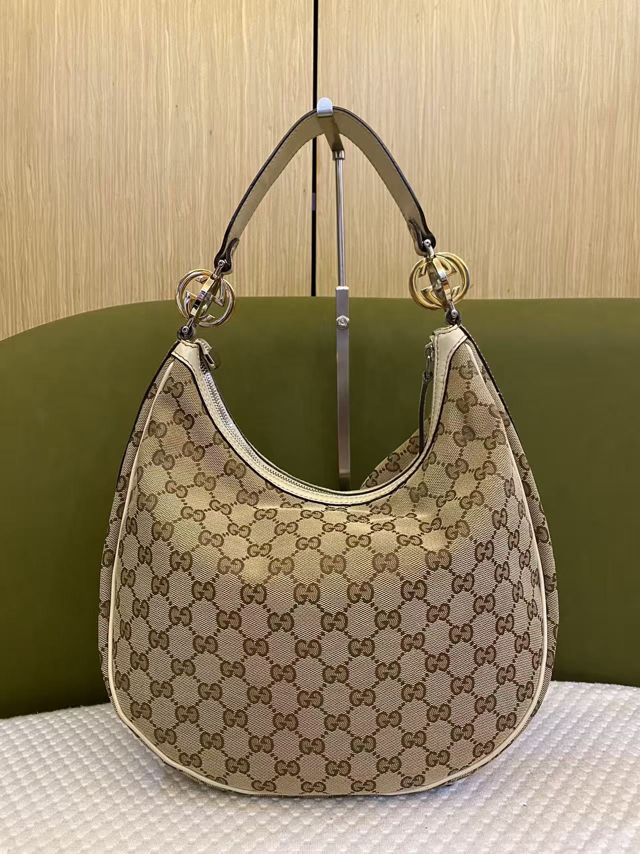 Gucci GG Monogram Medium Twin Hobo Shoulder Bag