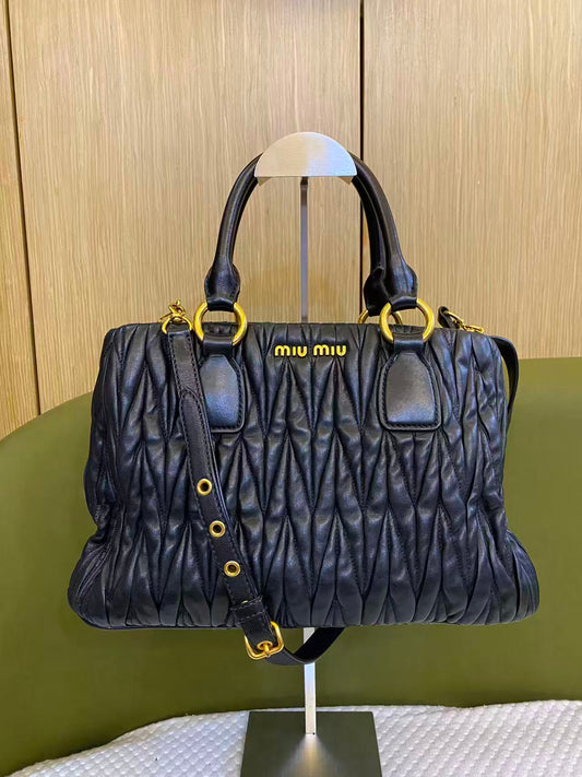 Miu Miu Matelasse Black Leather Handbag