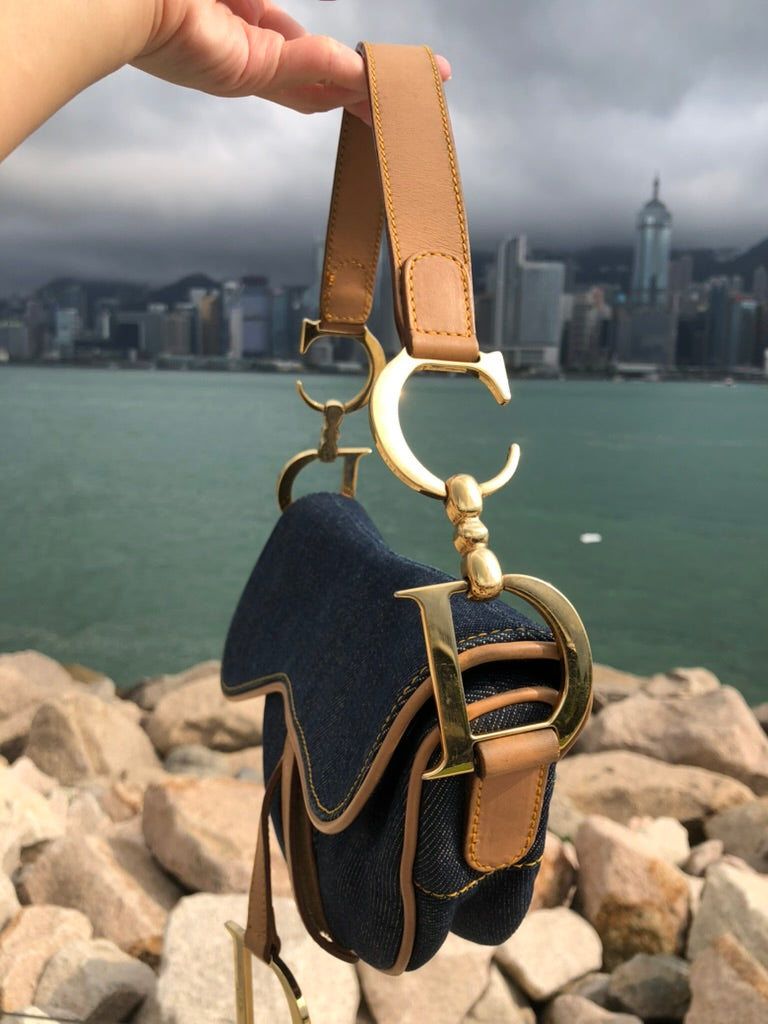 Dior denim saddle bag