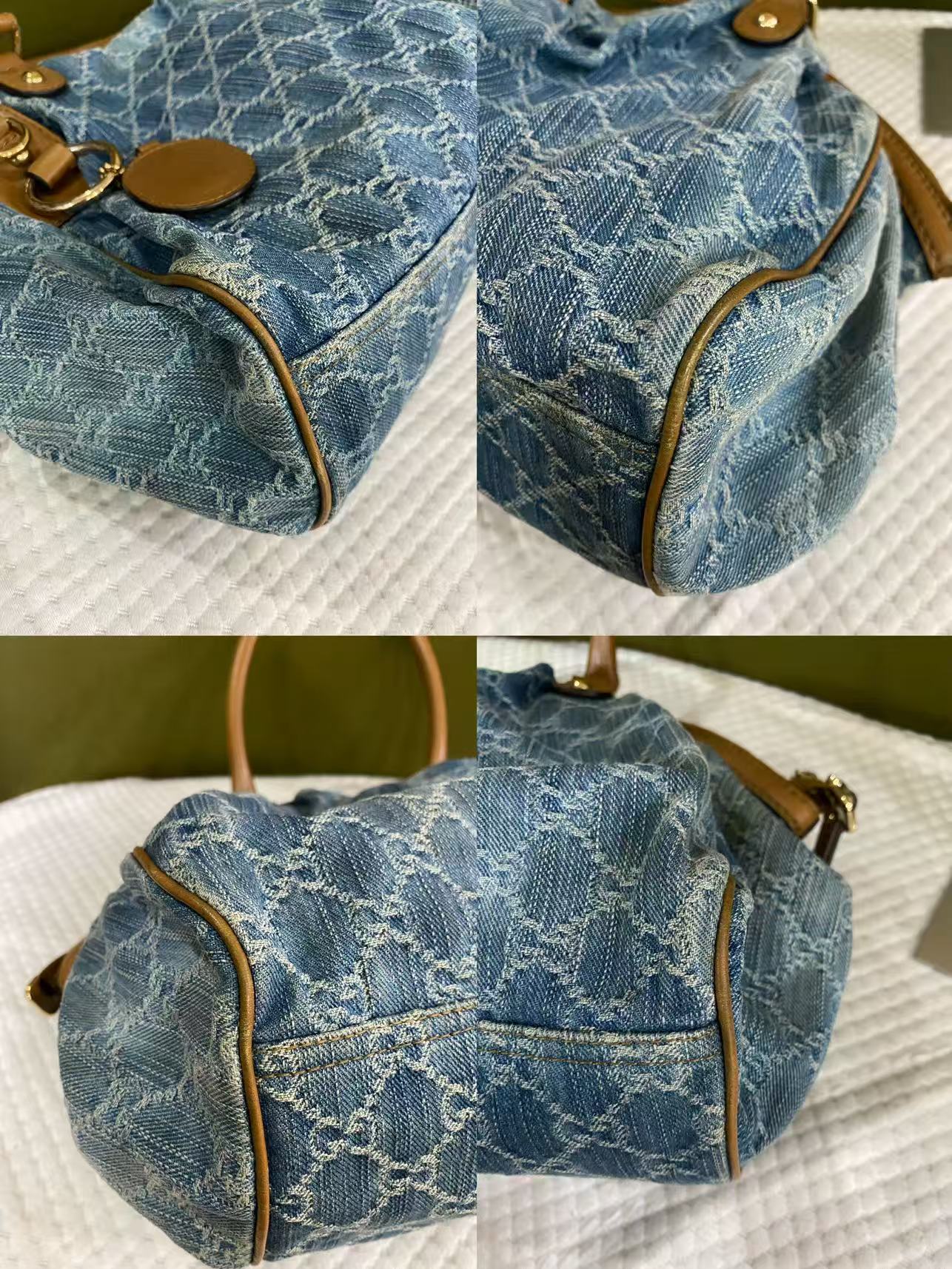 Gucci Denim GG Monogram Sukey Shoulder Tote Bag