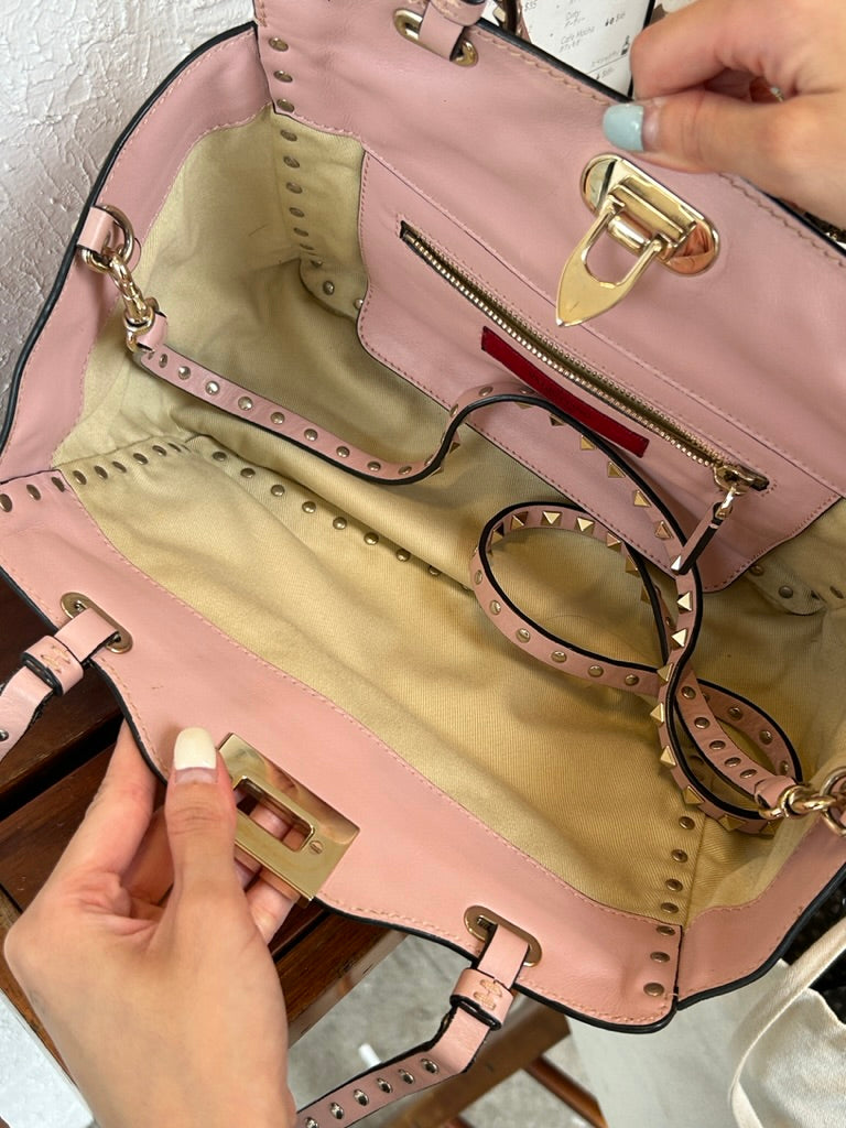 Valentino rockstud small leather tote
