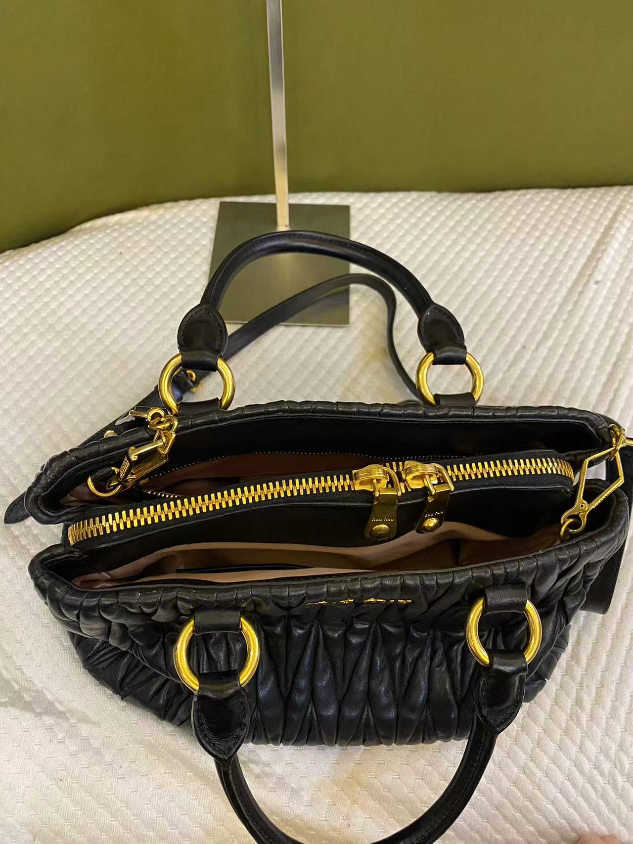 Miu Miu Matelasse Black Leather Handbag