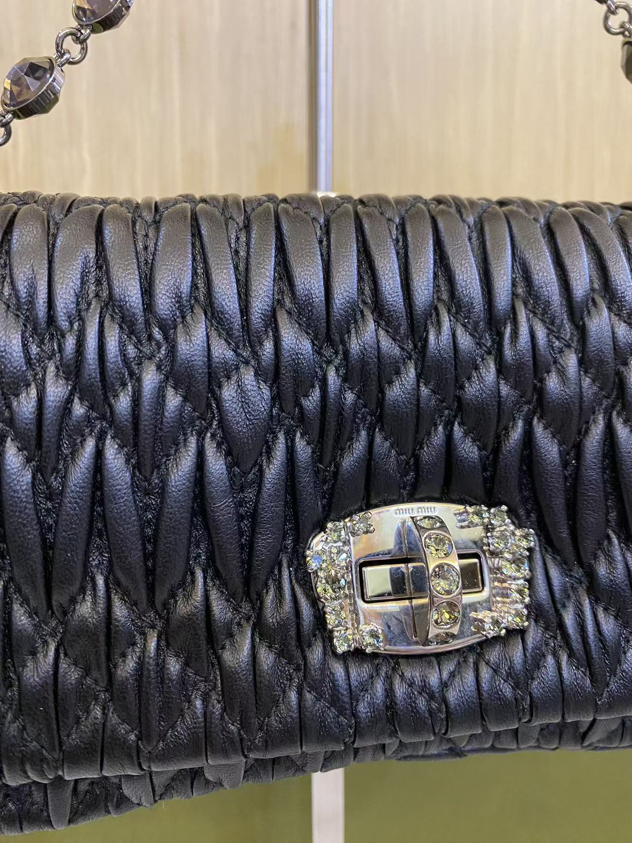 Miu Miu Matelassé Crystal Bag in Black