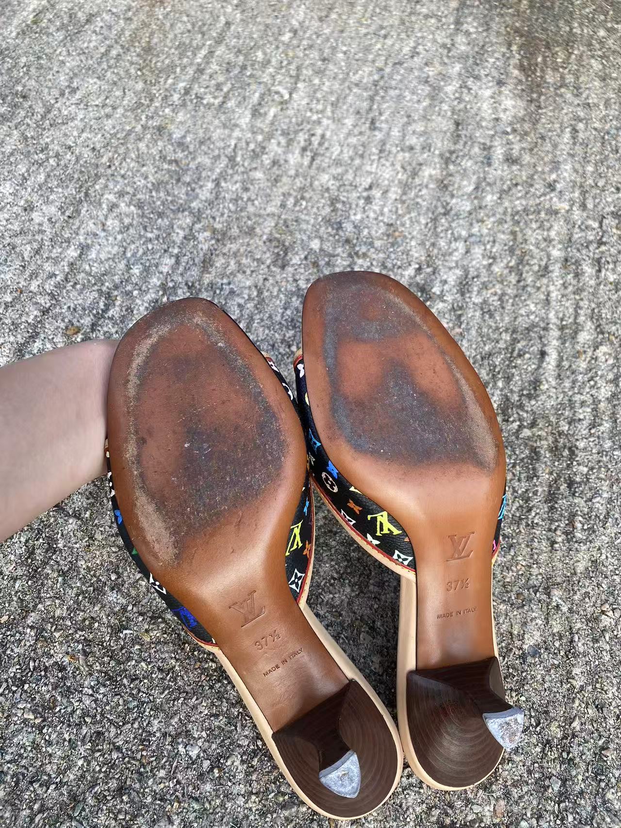 Louis Vuitton x Murakami Monogram Vintage Black Heels/ Mules