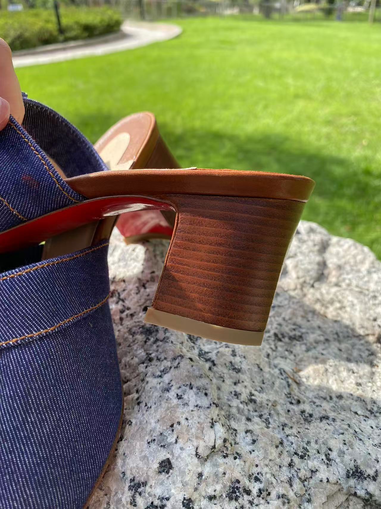 Christian Louboutin Dechiragogo 55 Denim Brown Leather