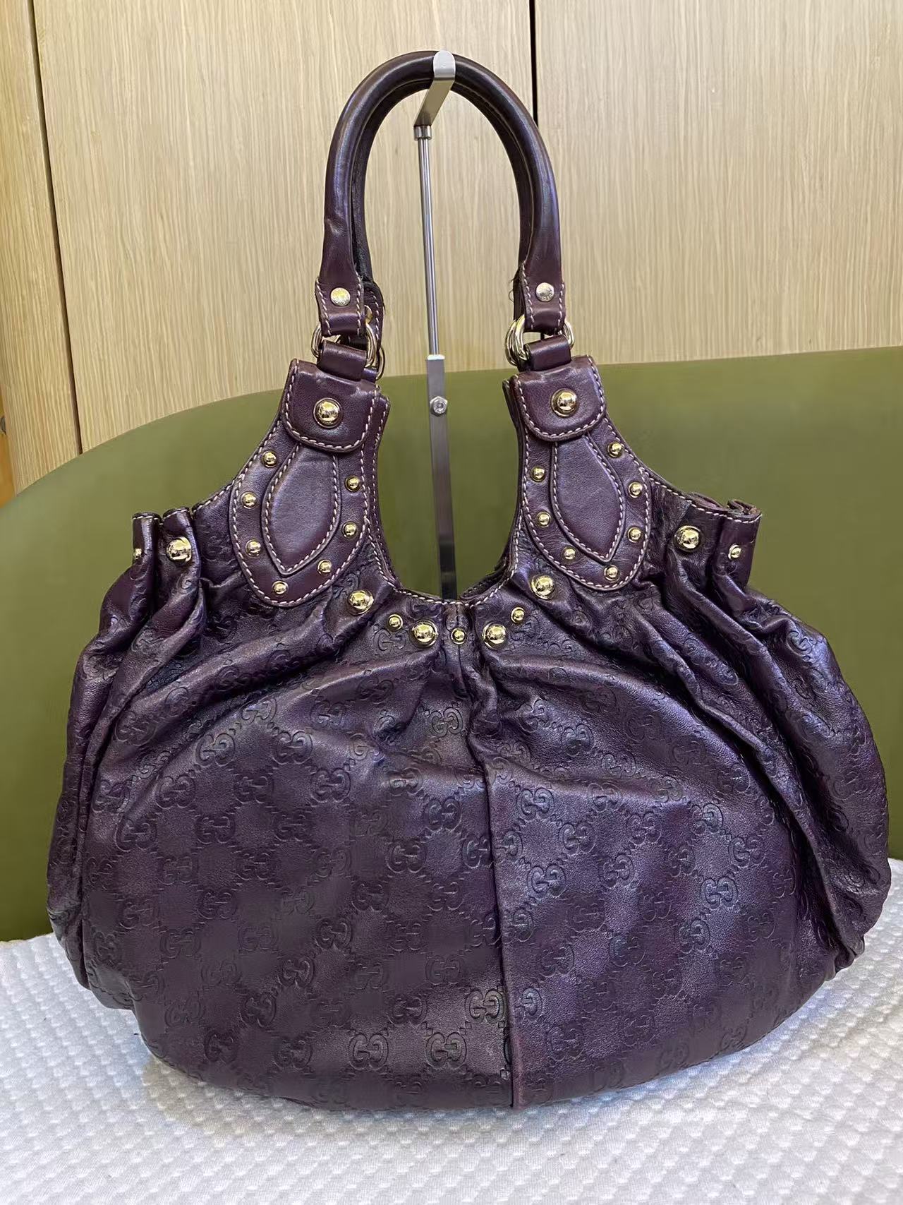 Gucci Purple Guccissima Monogram Leather Studded Tote Bag