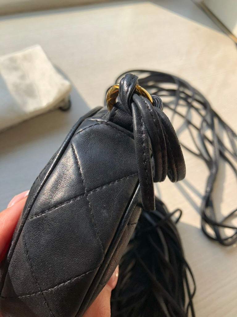 Chanel quilted round fringe crossbody