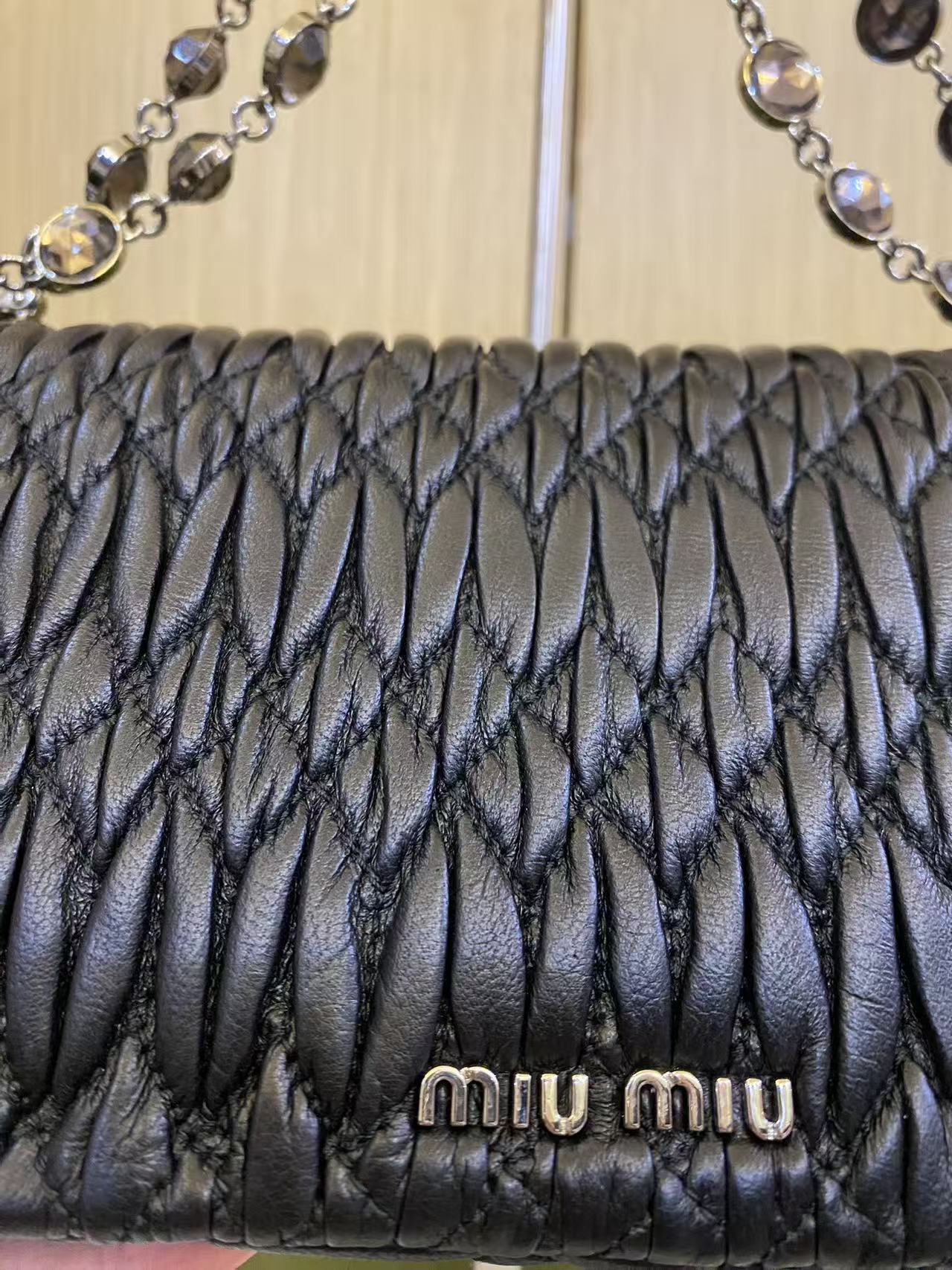 Miu Miu Matelassé Crystal Bag in Black