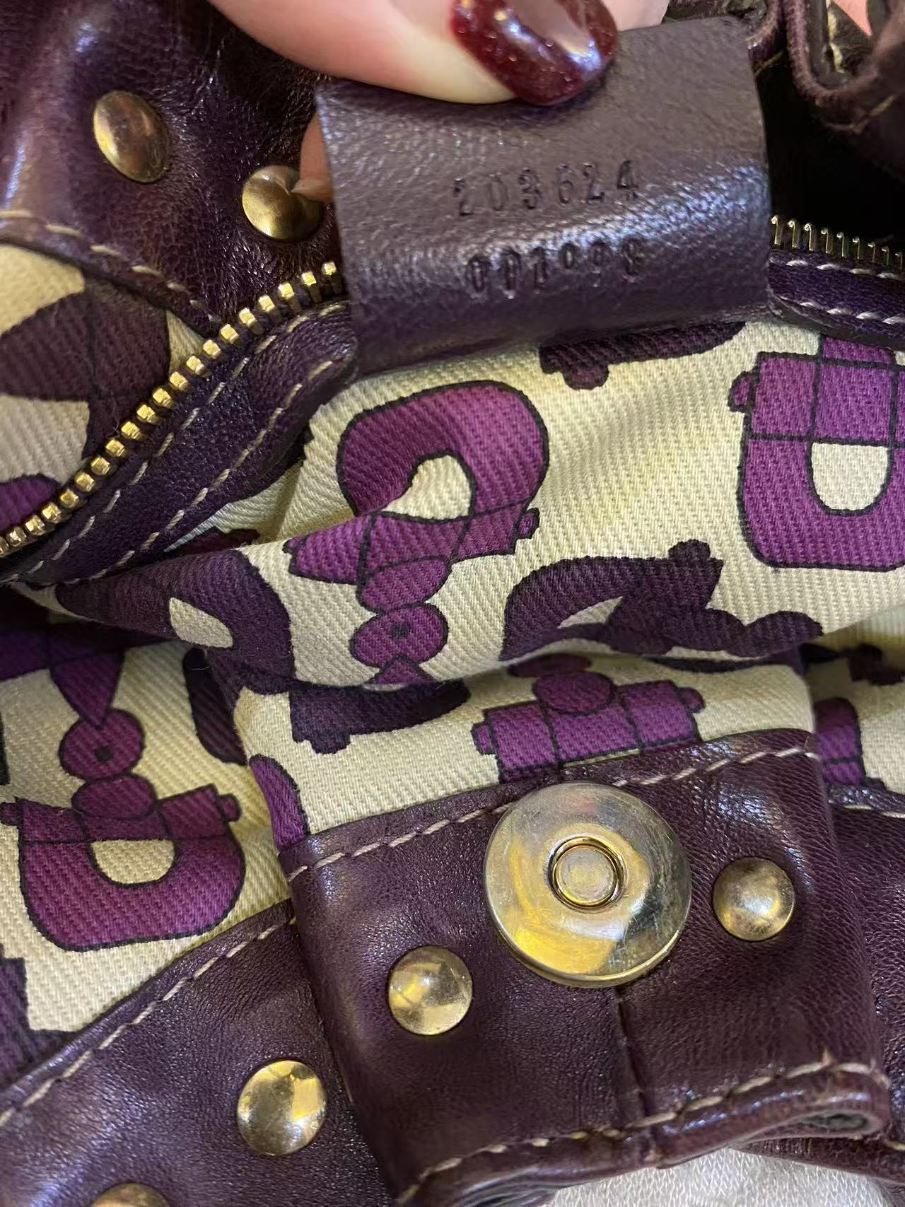 Gucci Purple Guccissima Monogram Leather Studded Tote Bag