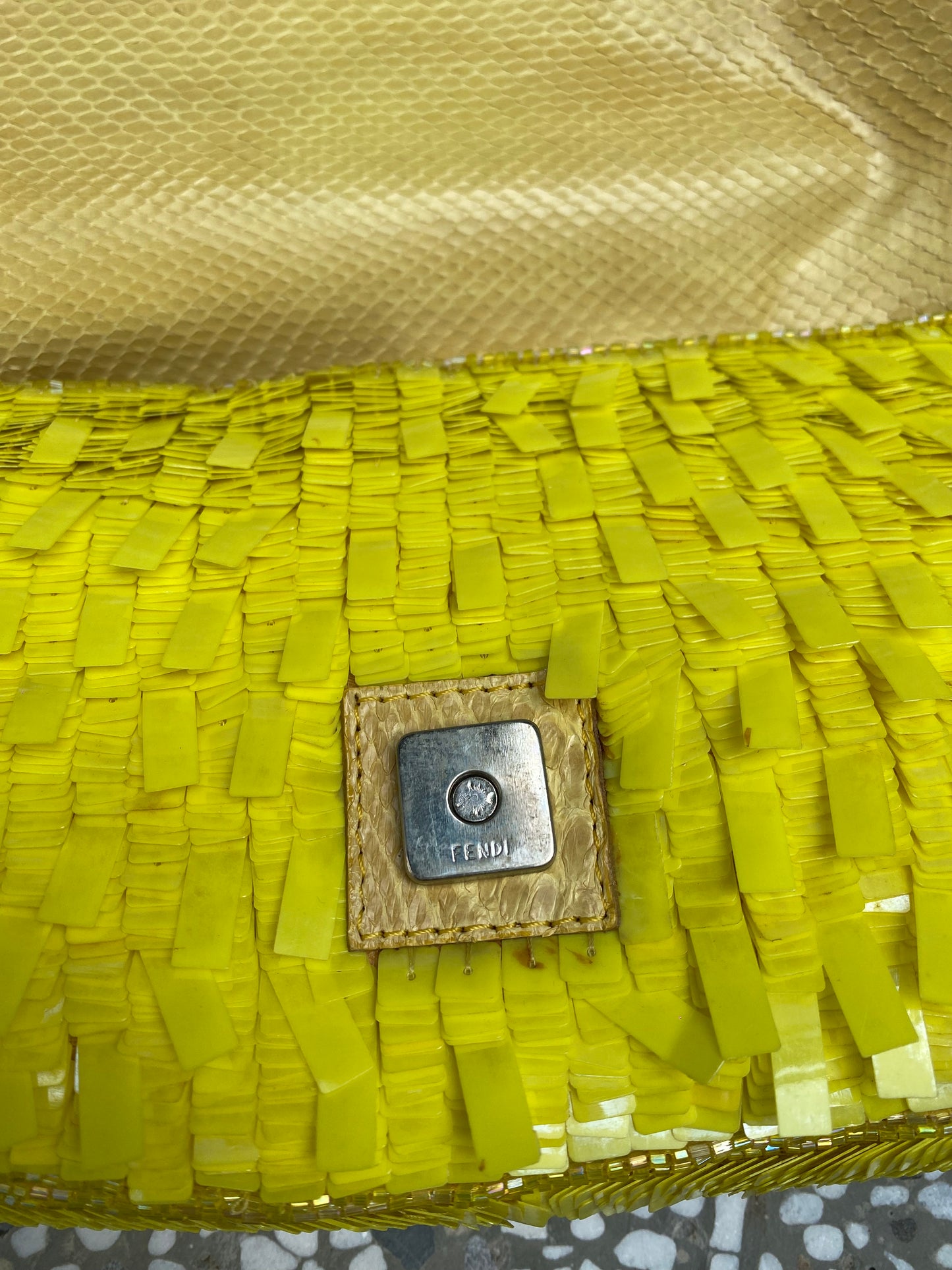 Fendi sequin python baguette