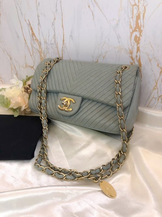 Chanel chevron mini flap bag