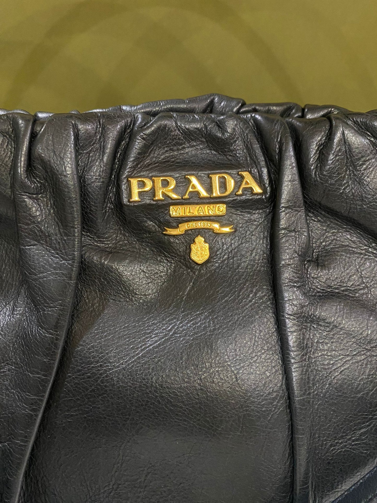 Prada Dressy Black Leather Dumpling 2-in-1 Handbag Bag