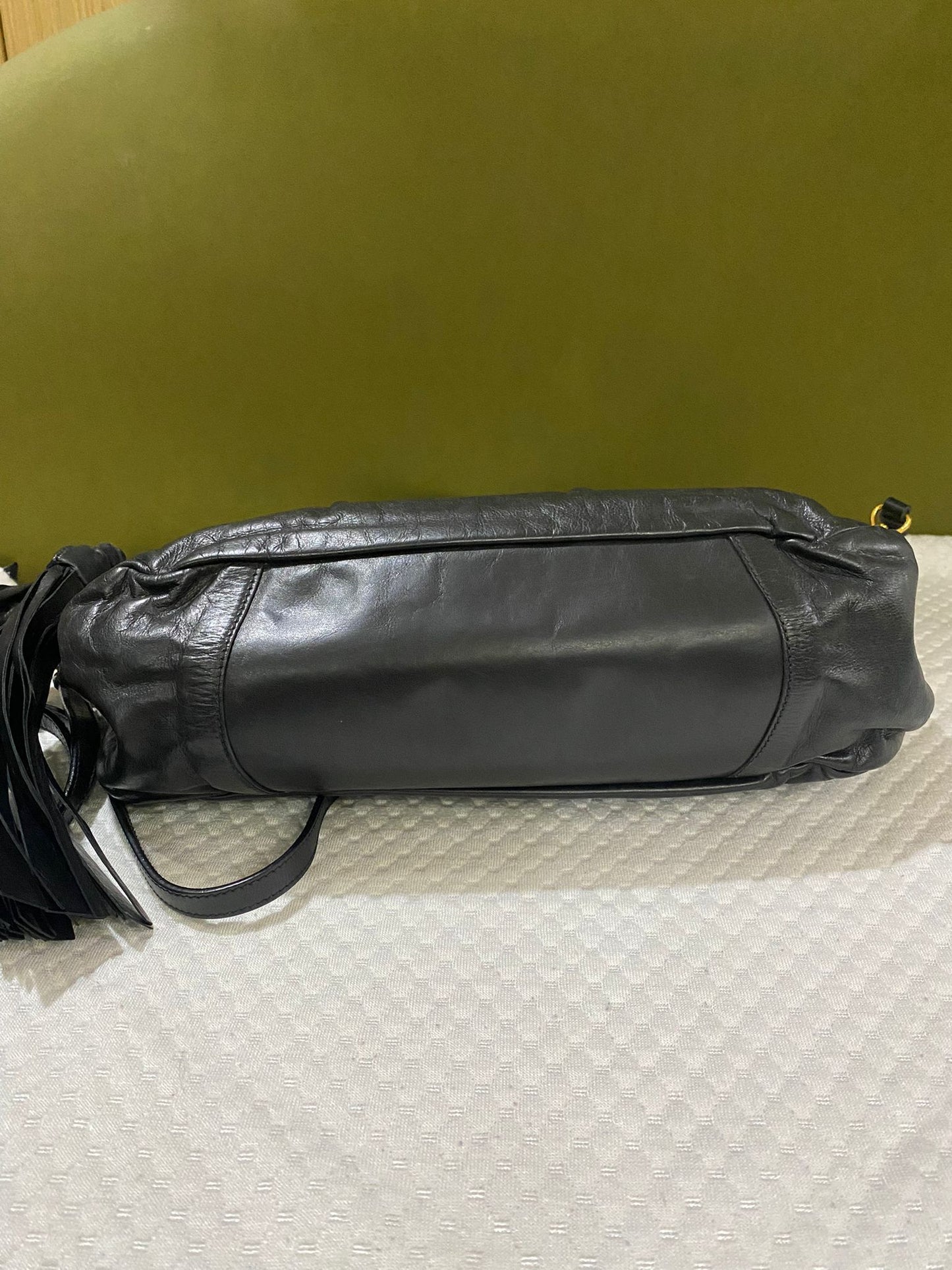 Prada Dressy Black Leather Dumpling 2-in-1 Handbag Bag