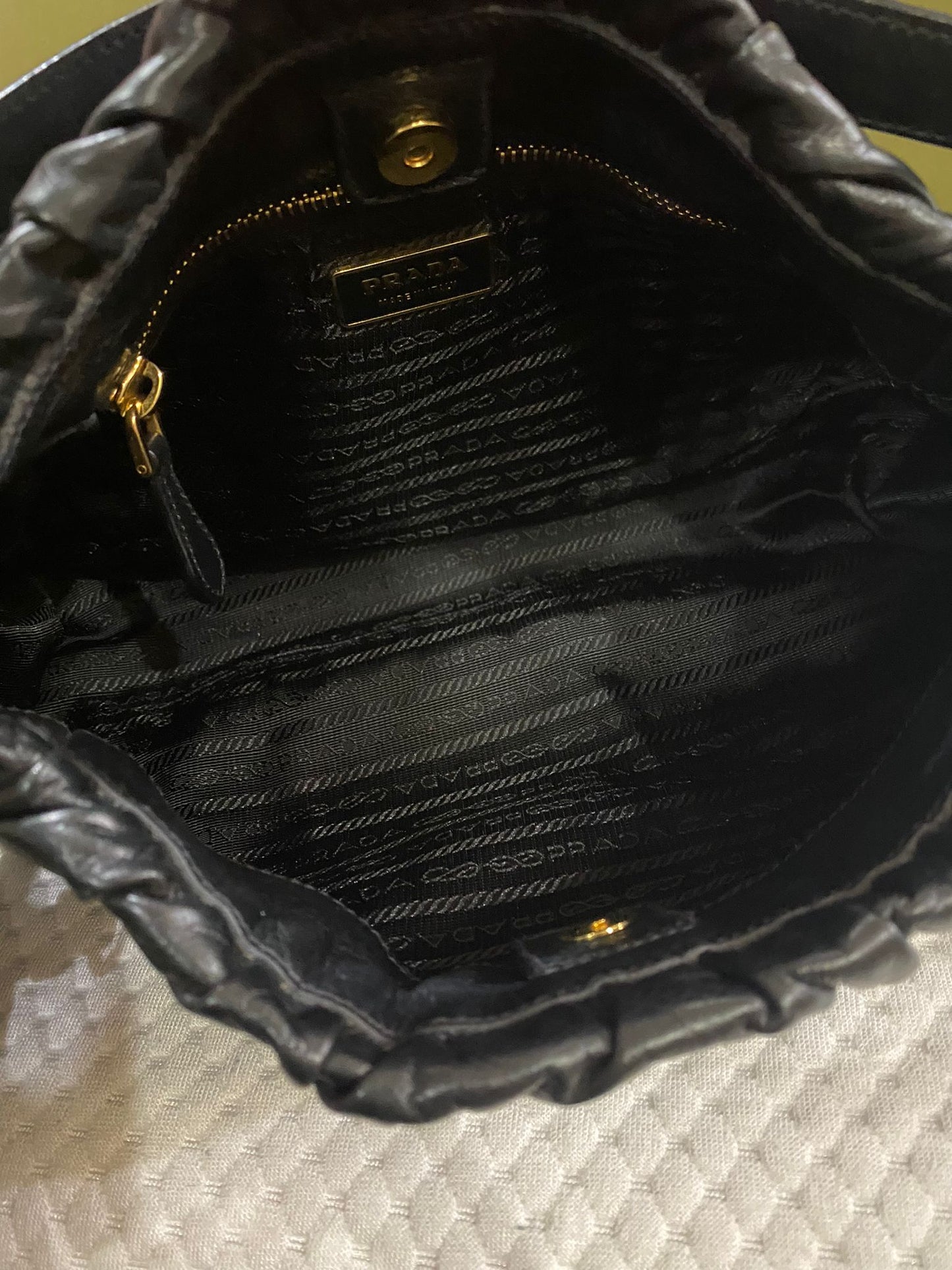 Prada Dressy Black Leather Dumpling 2-in-1 Handbag Bag
