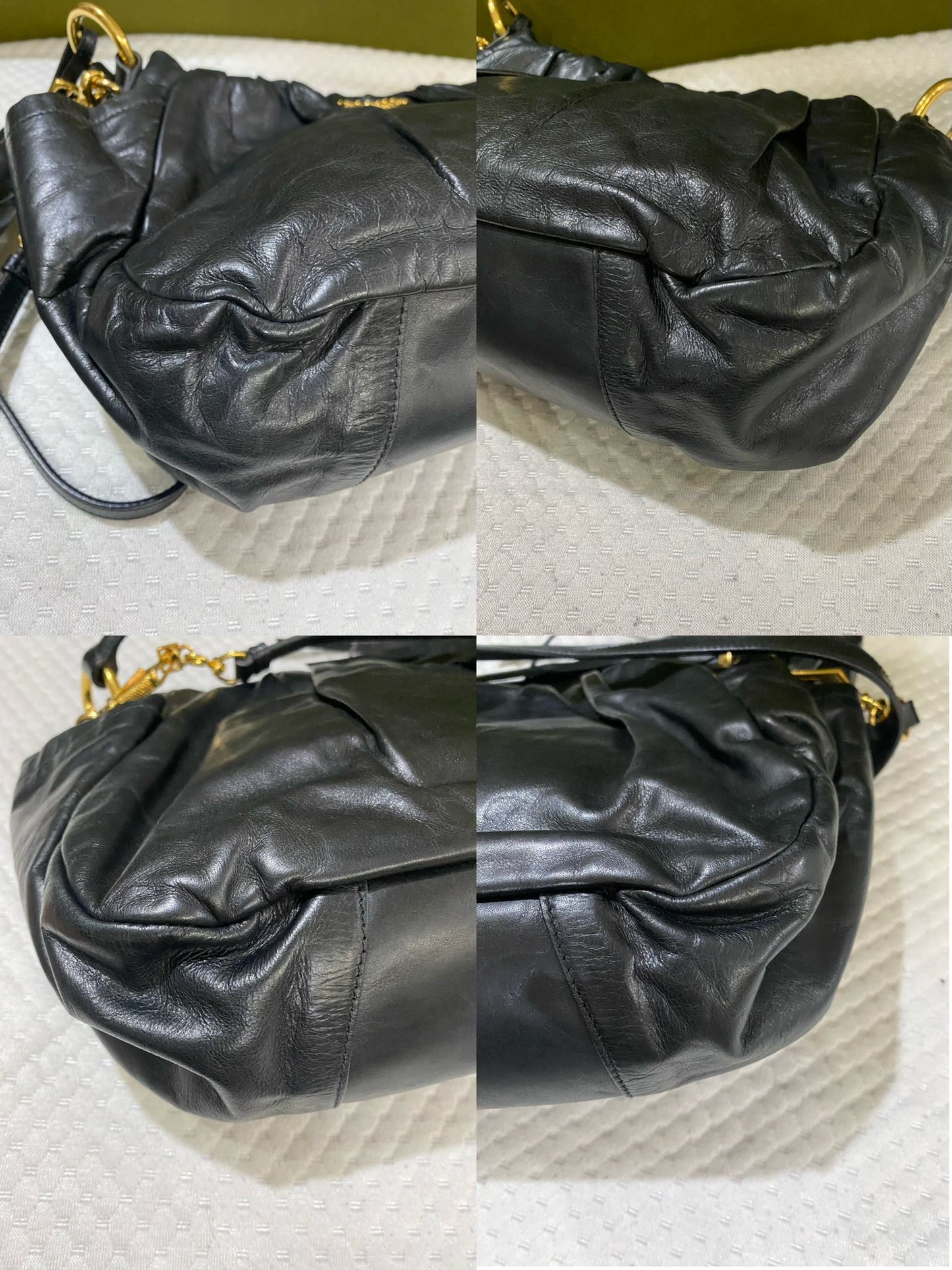 Prada Dressy Black Leather Dumpling 2-in-1 Handbag Bag