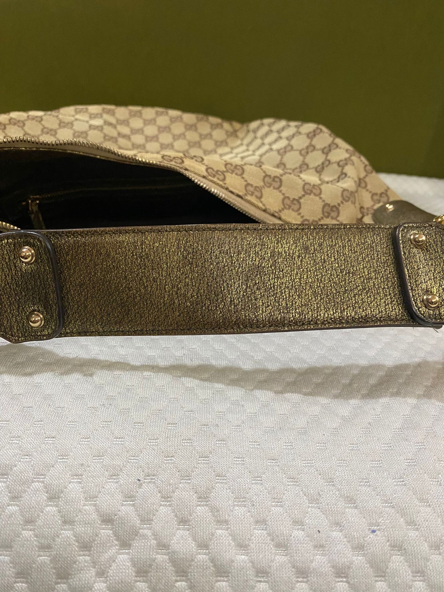 Gucci Amalfi Monogram Bamboo Hobo Shoulder Bag