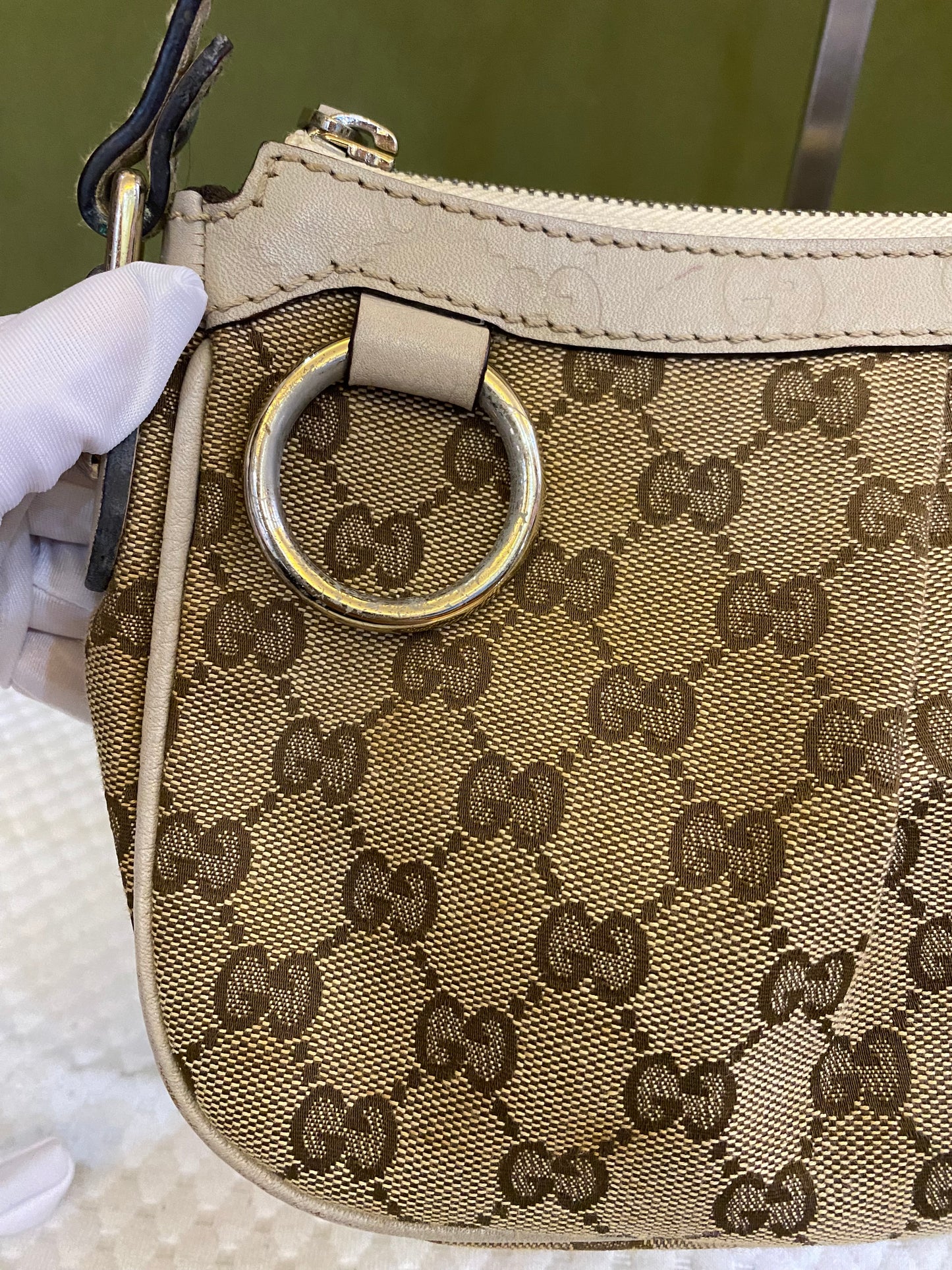 Gucci Sukey Monogram Mini Shoulder Bag in Cream/ Beige