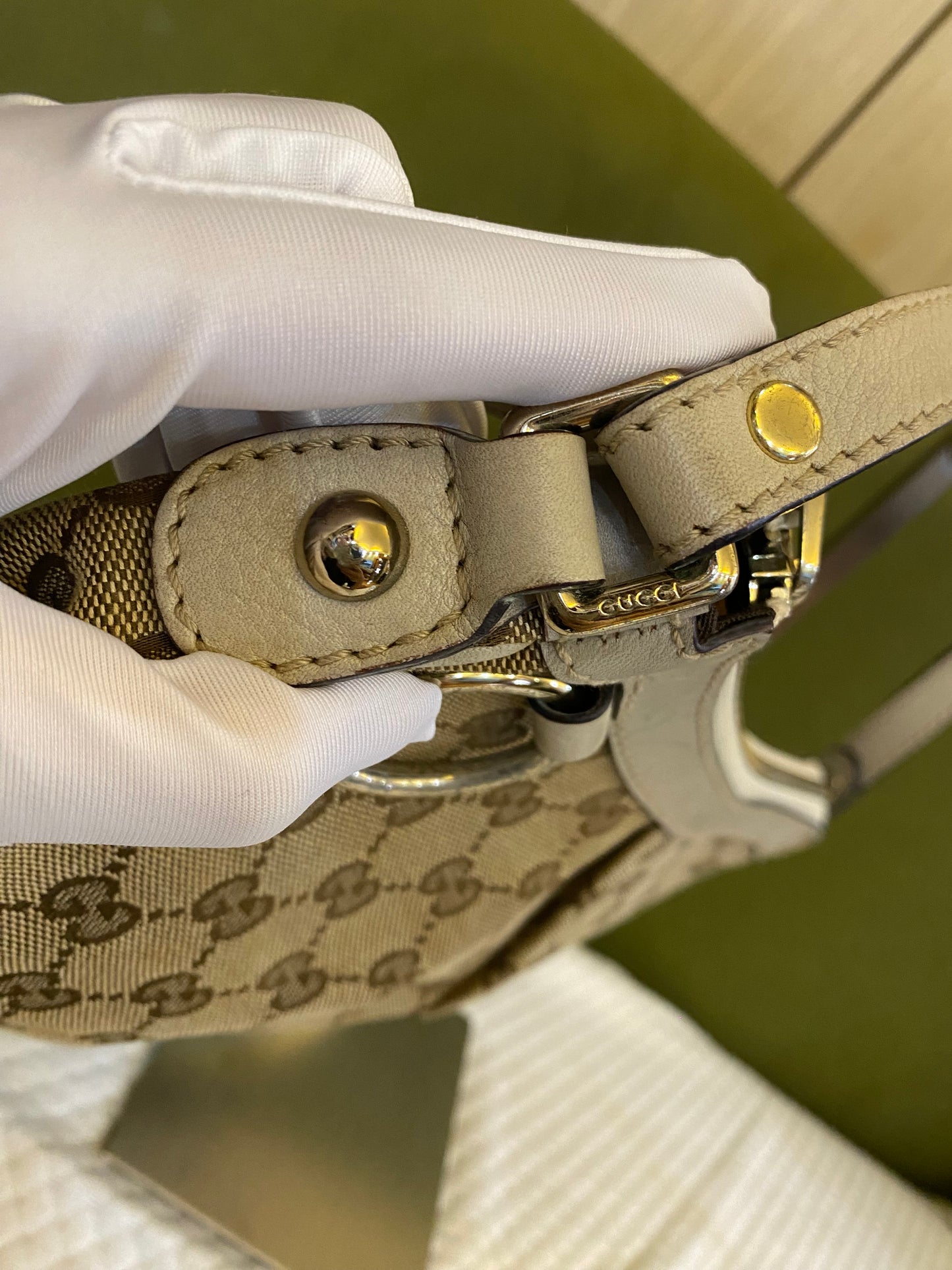 Gucci Sukey Monogram Mini Shoulder Bag in Cream/ Beige