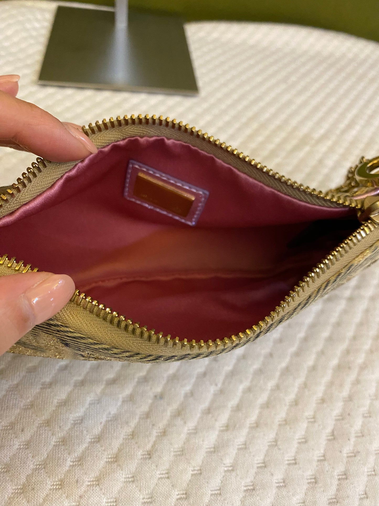 Fendi 2002 Limited Edition Gold Lilac Zucca Monogram Mini Chain Shoulder Bag