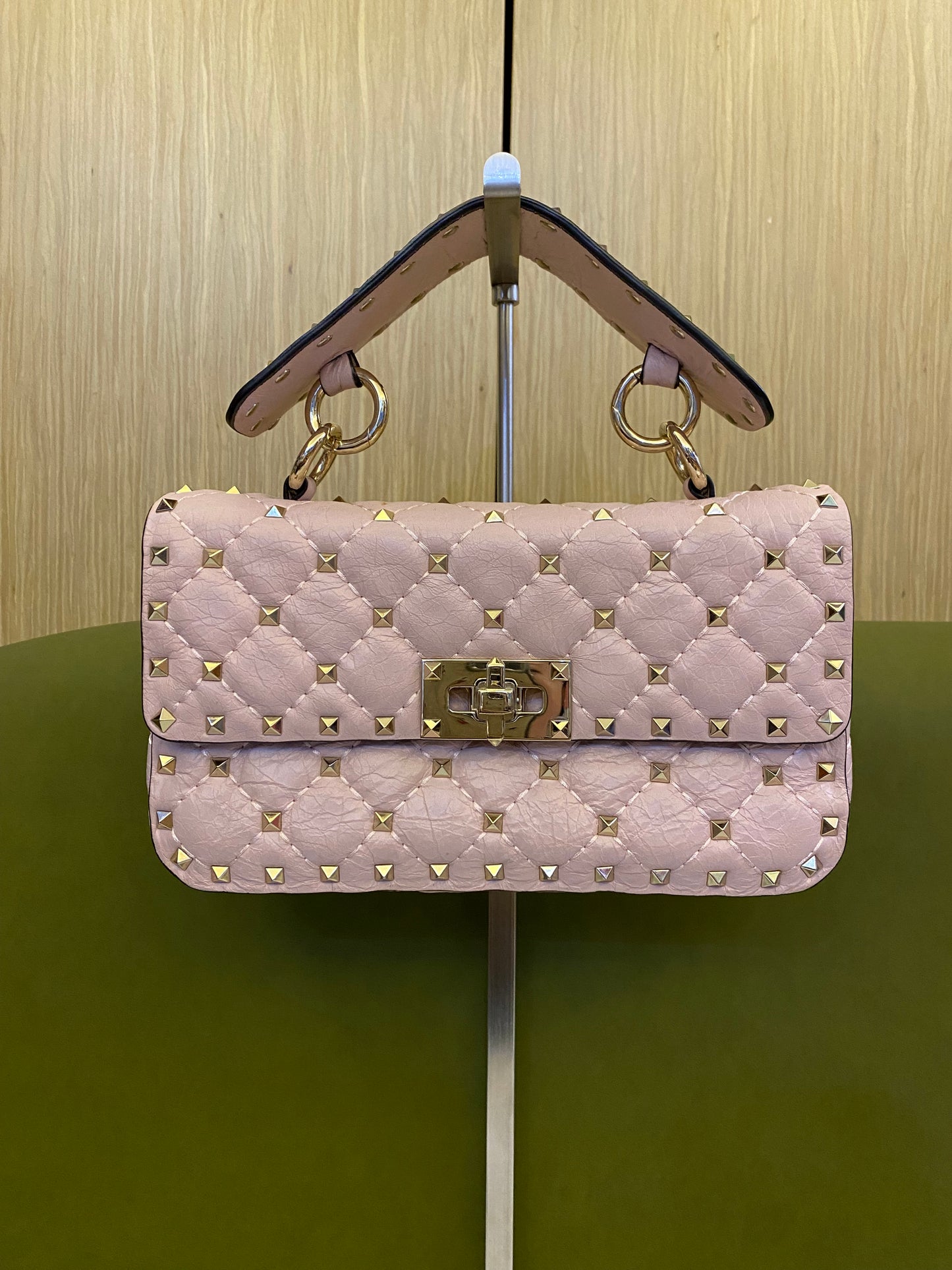 Valentino Baby Pink Rockstud Spike Handbag/ Crossbody Bag