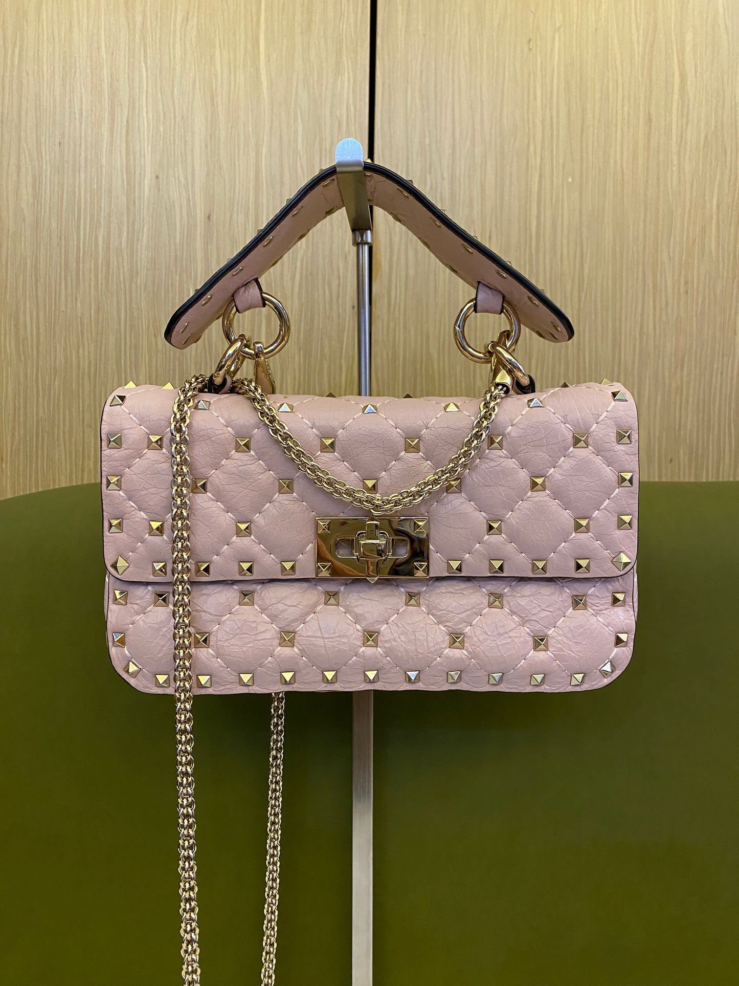 Valentino Baby Pink Rockstud Spike Handbag/ Crossbody Bag