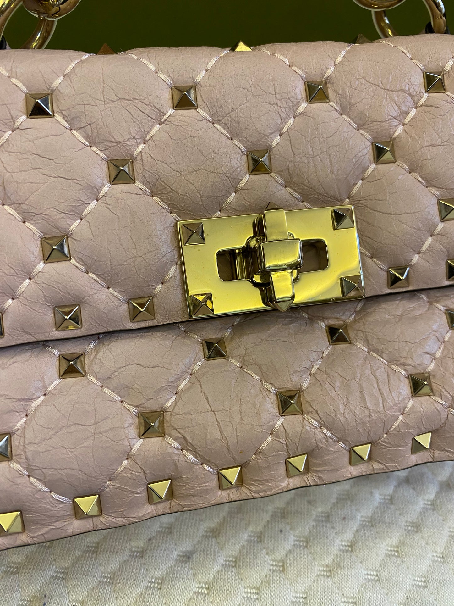 Valentino Baby Pink Rockstud Spike Handbag/ Crossbody Bag