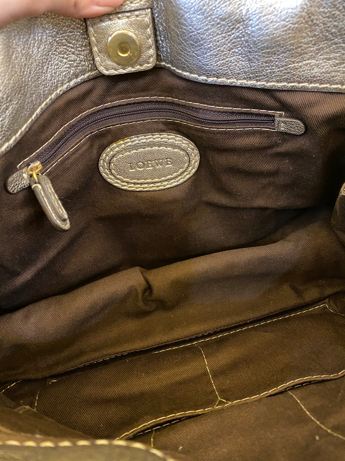 Loewe Paseo Anagram Gold Leather Shoulder Bag
