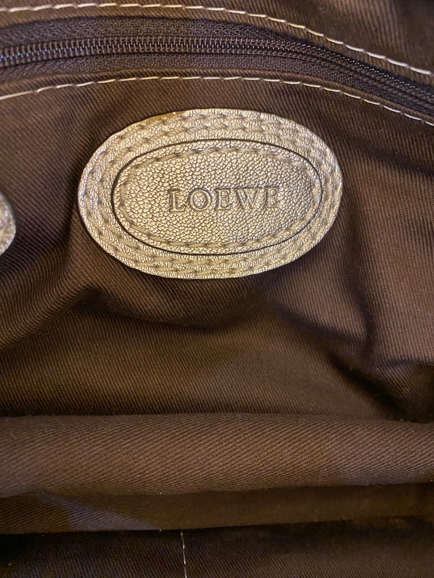 Loewe Paseo Anagram Gold Leather Shoulder Bag