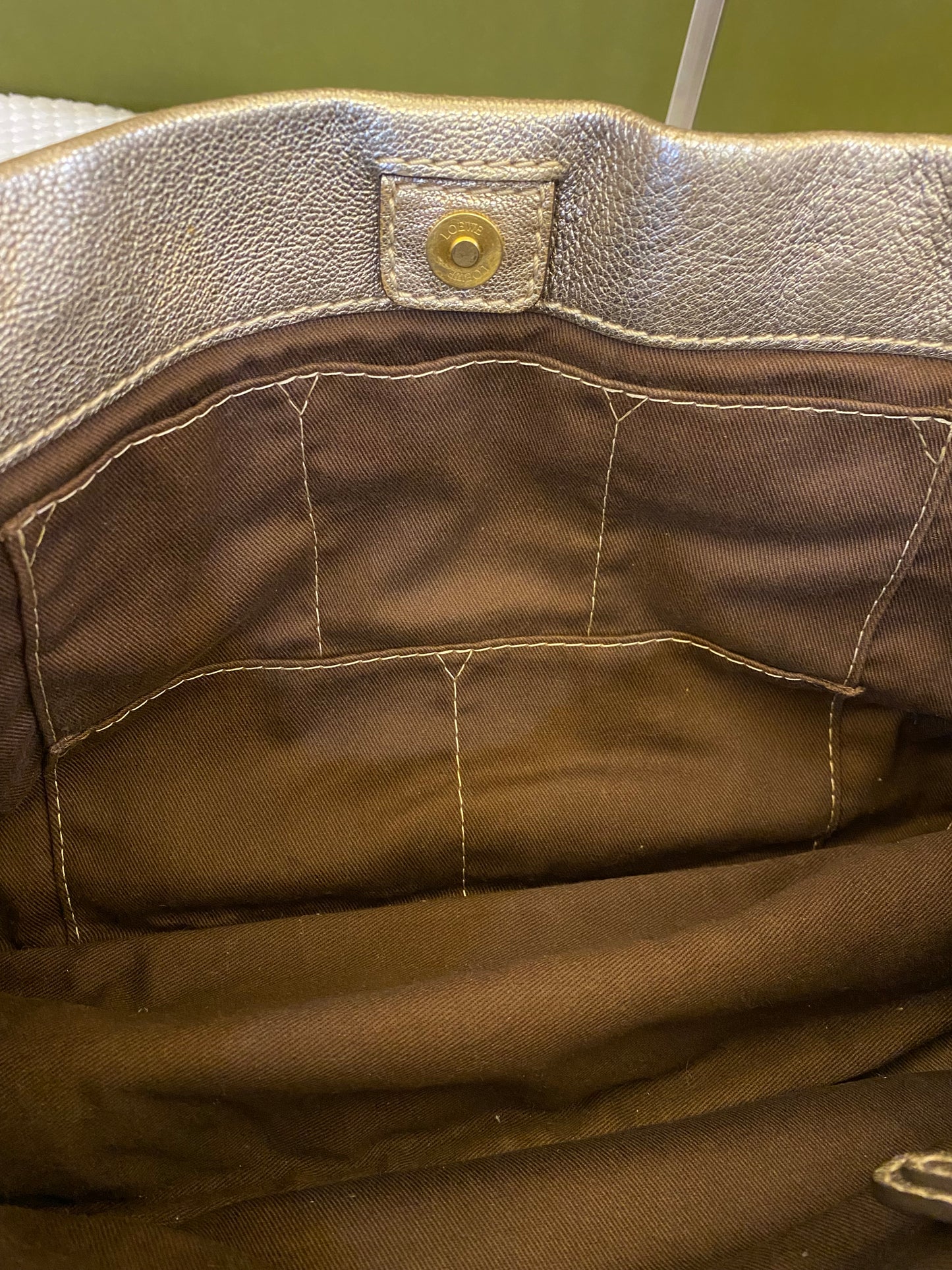 Loewe Paseo Anagram Gold Leather Shoulder Bag