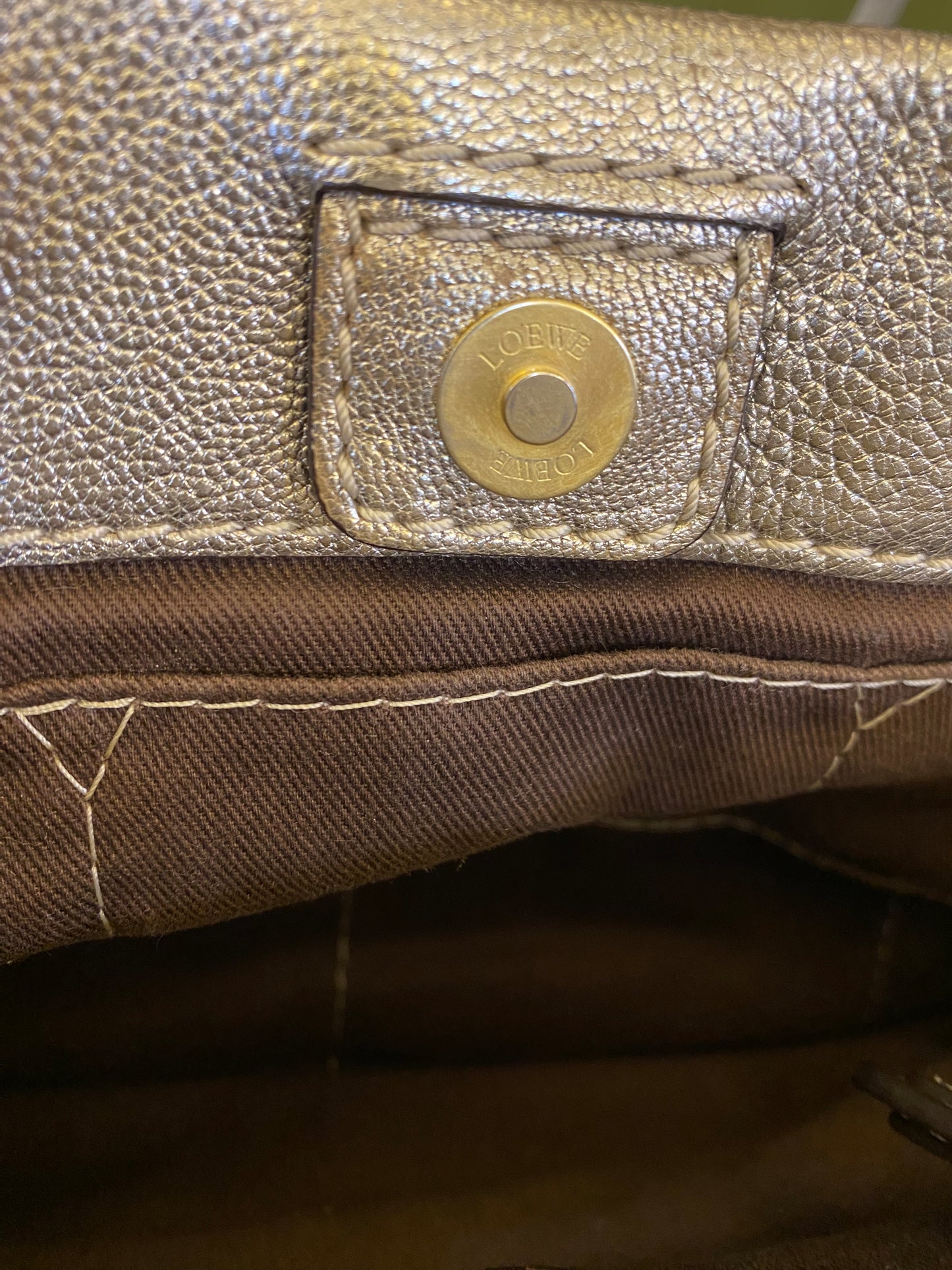 Loewe Paseo Anagram Gold Leather Shoulder Bag