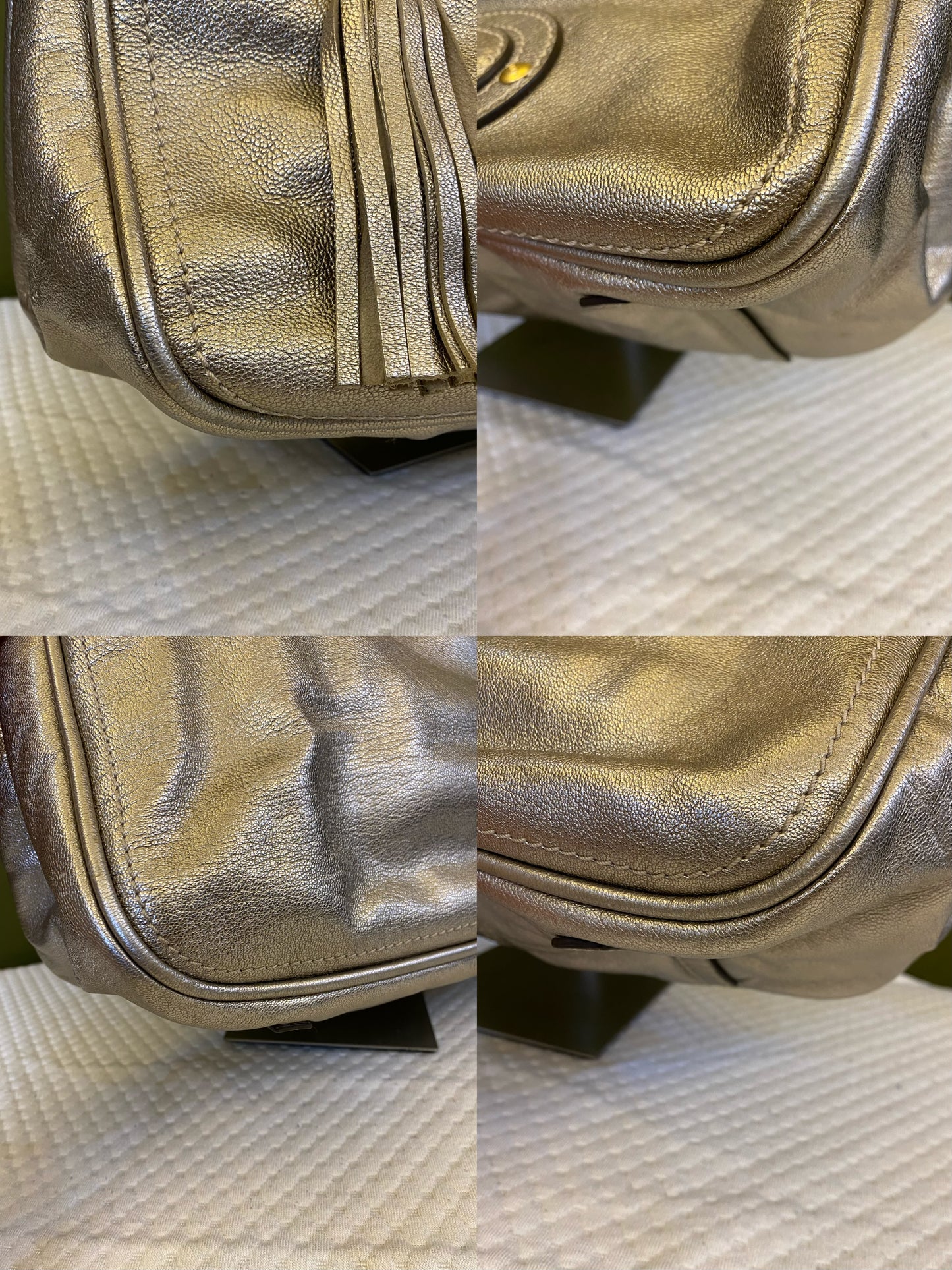 Loewe Paseo Anagram Gold Leather Shoulder Bag
