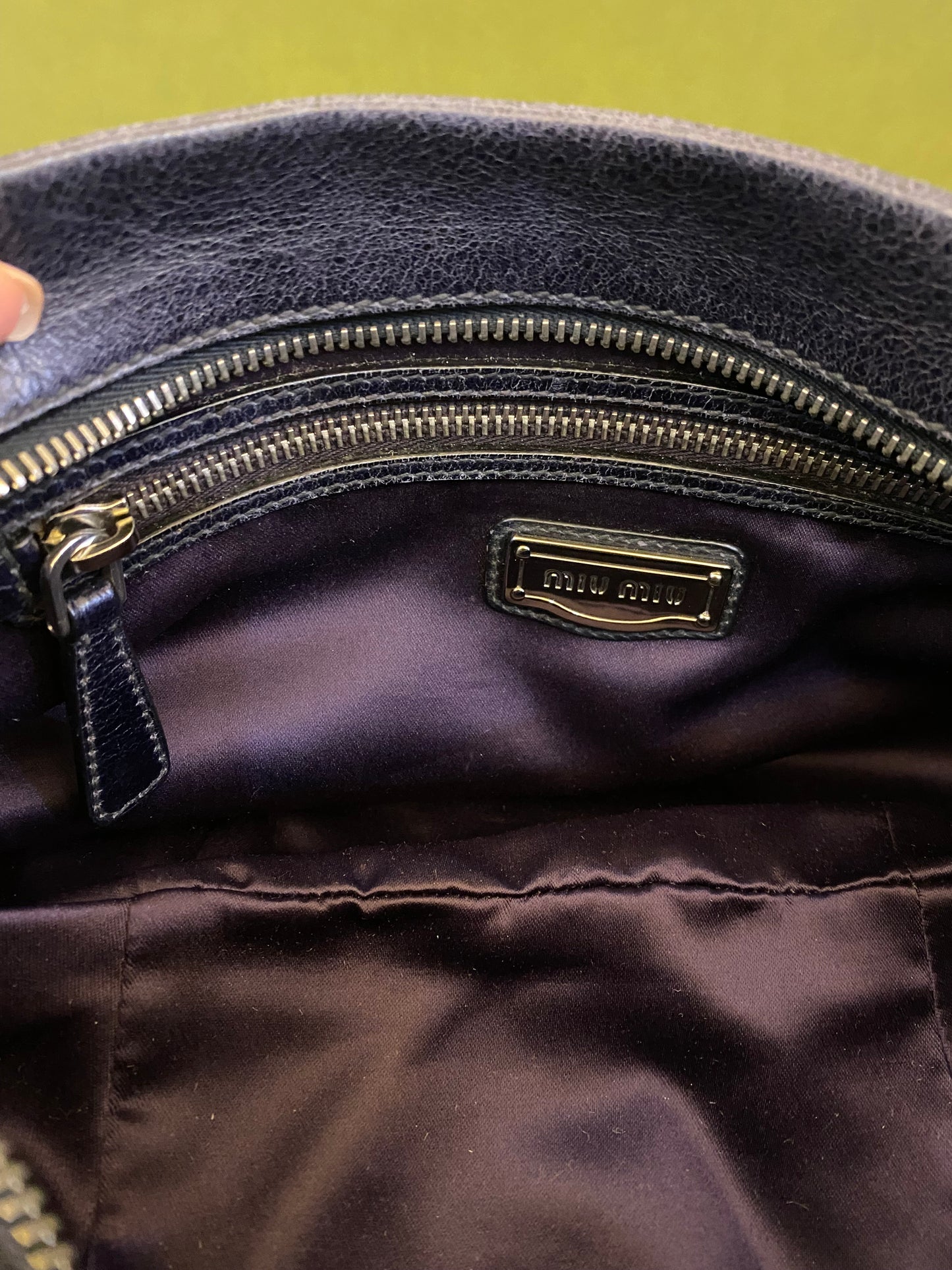 Miu Miu Black Vitello Ruched Clutch Bag