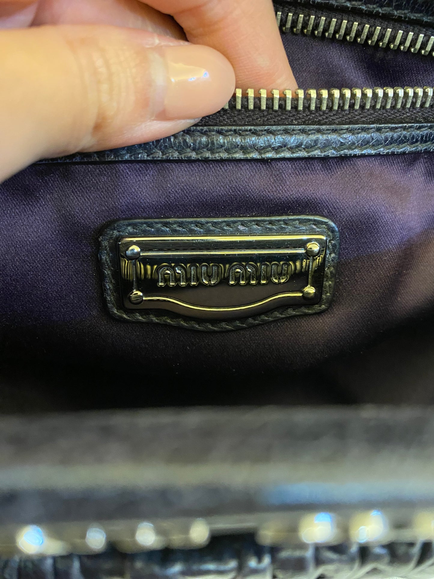 Miu Miu Black Vitello Ruched Clutch Bag