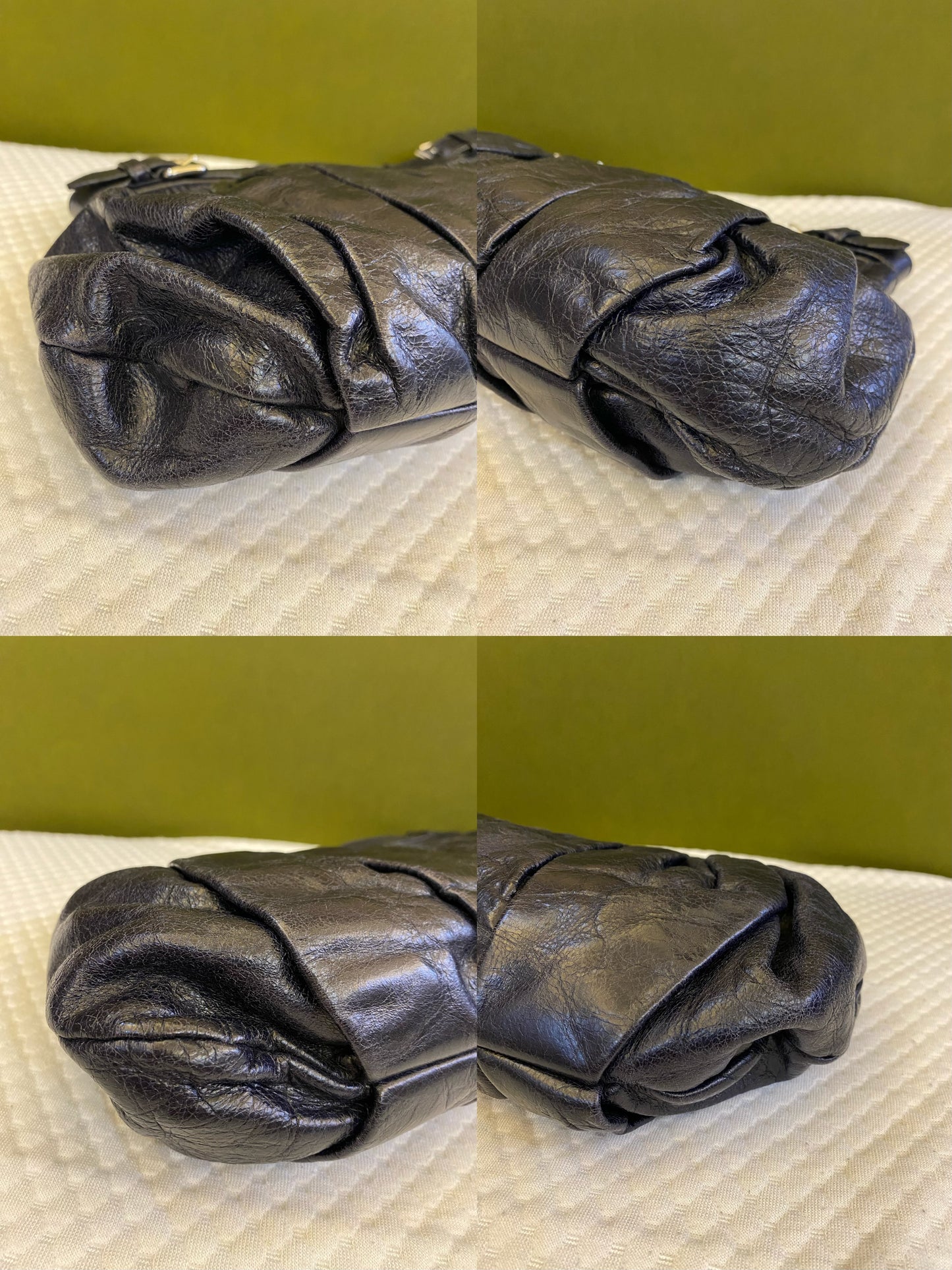Miu Miu Black Vitello Ruched Clutch Bag