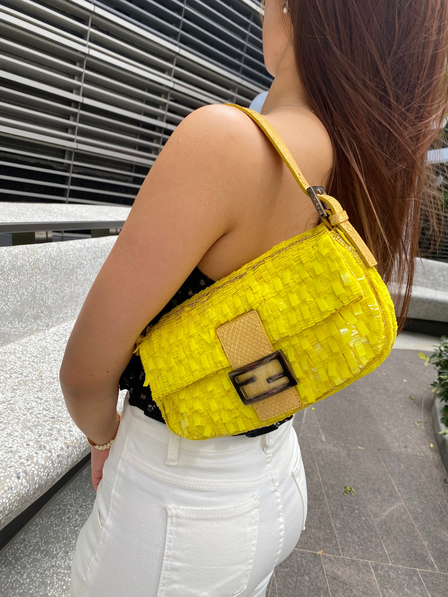 Fendi sequin python baguette