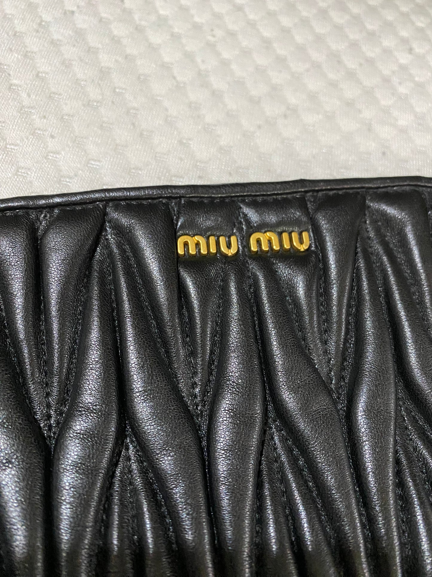 Miu Miu Leather Matelasse Clutch/ Pouch in Black